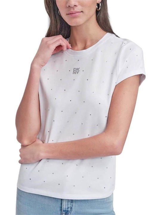 ΑΣΠΡΟ ΜΕ ΣΤΡΑΣ T-SHIRT DKNY